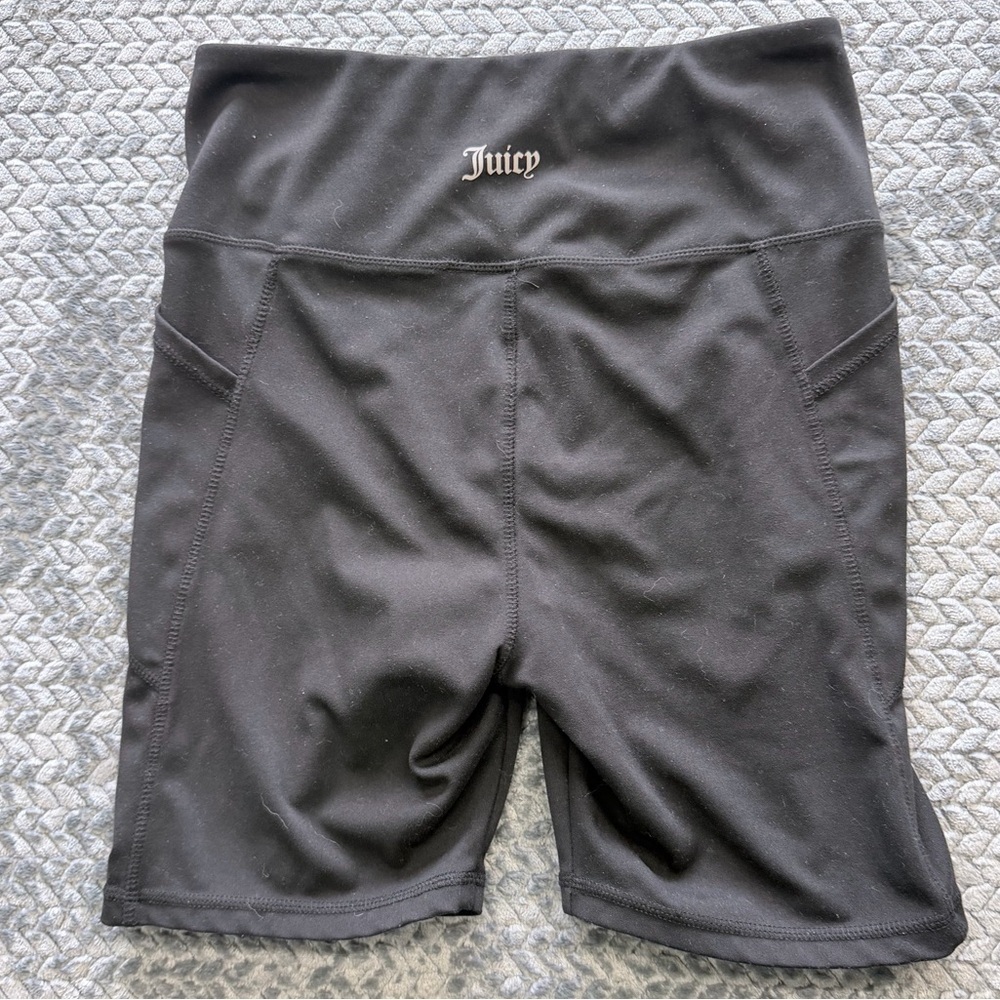 Juicy Couture Sport Black High-Waisted Biker Shorts with Pockets Size Medium